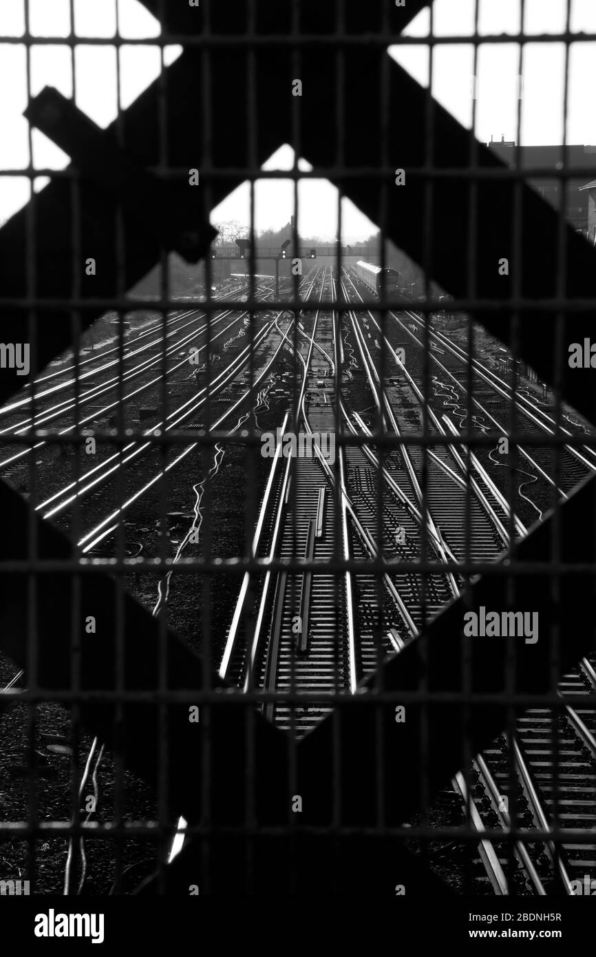 Railway tracks at Wimbledon, London, UK Stock Photo