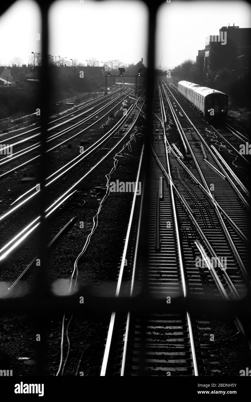 Railway tracks at Wimbledon, London, UK Stock Photo