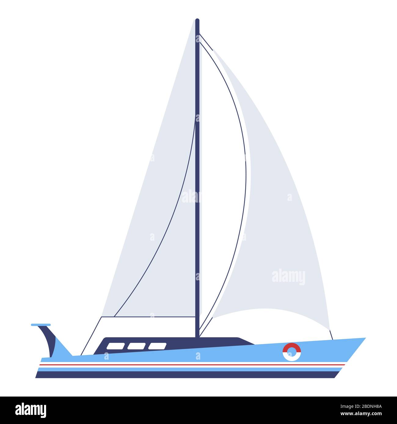 Yacht with sails or boat, nautical vessel vector Stock Vector Image ...