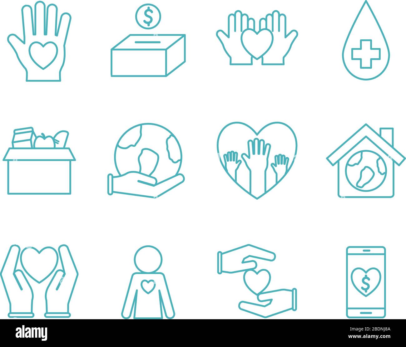 Humanity help line style icon set vector design Stock Vector Image ...