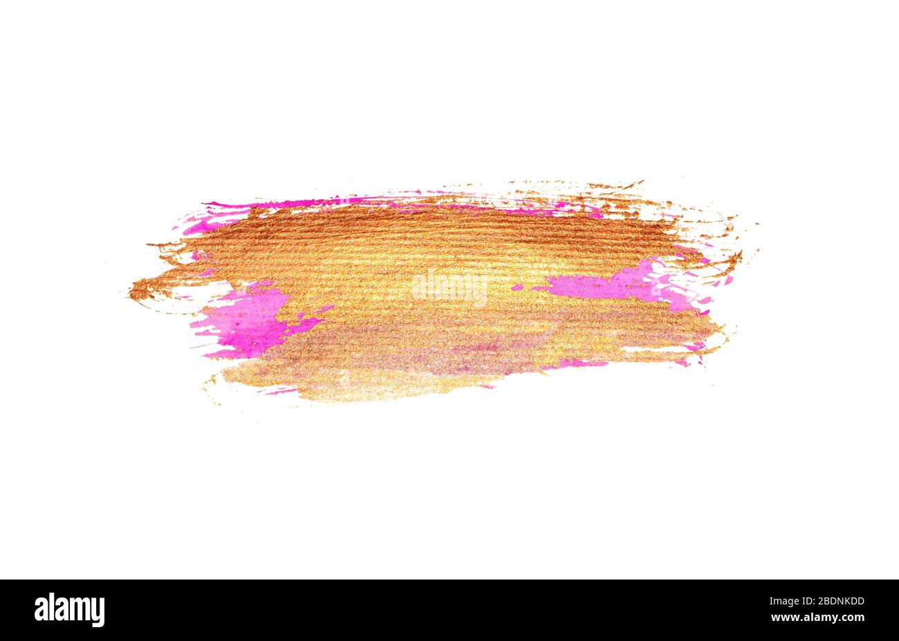 Abstract golden and pink watercolor stains on white background for your design Stock Photo