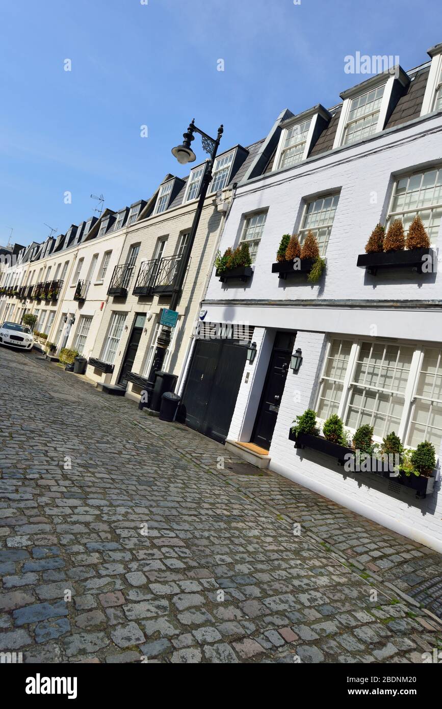 Terraced Luxury Residential Mews Houses, Eaton Mews North, Belgravia, West London, United Kingdom Stock Photo