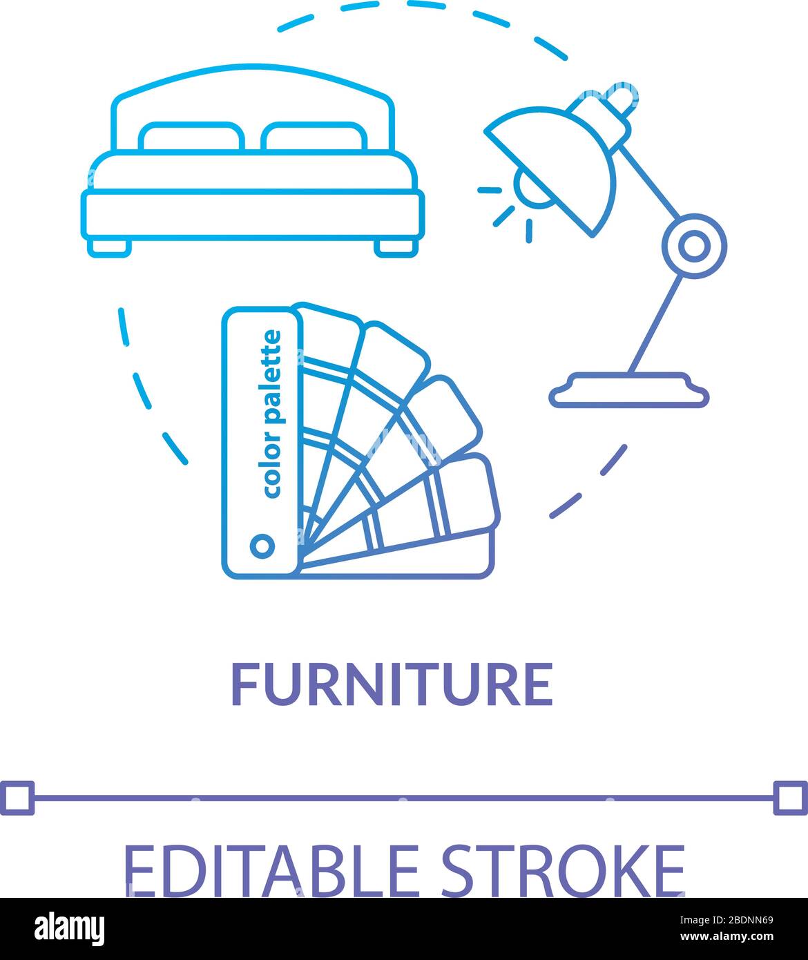 Room furnishing concept icon. Furniture design studio idea
