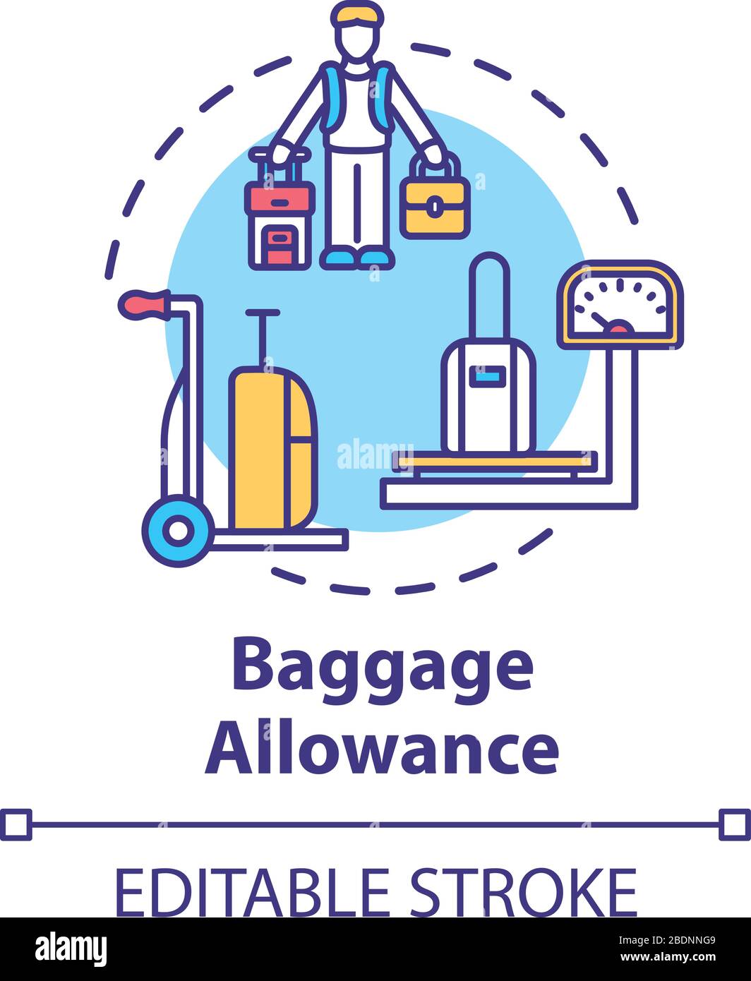 Baggage allowance concept icon. Carry on and hand luggage control