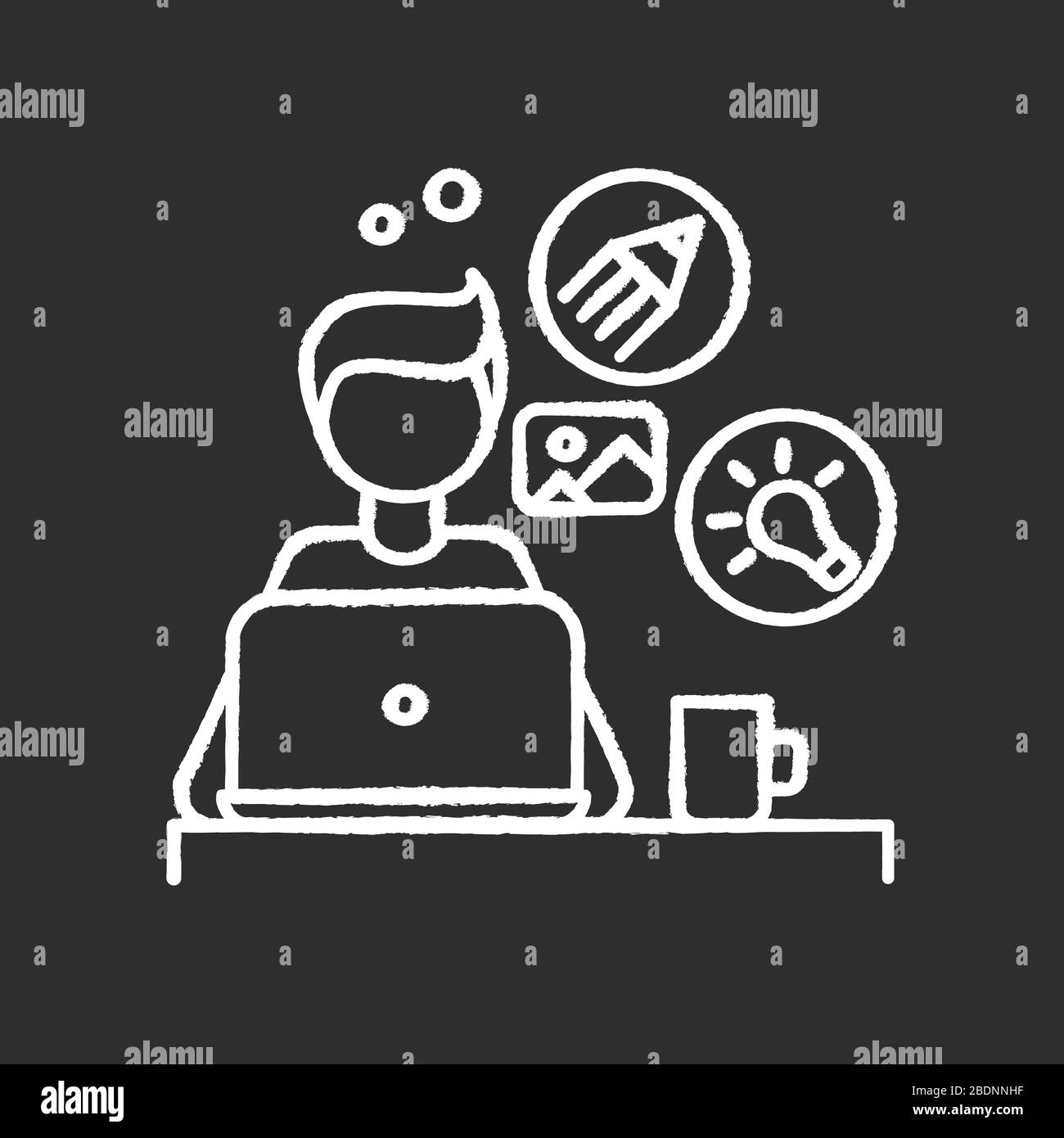 Graphic designer chalk white icon on black background. Remote computer  illustrator, editor, creative artist. Graphic editing, art design, online  Stock Vector Image & Art - Alamy