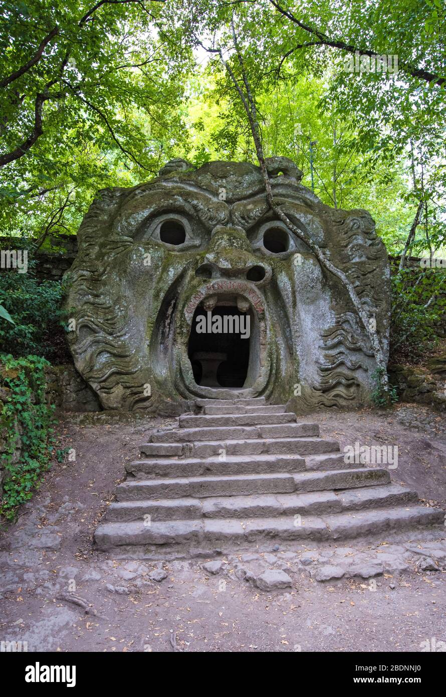 Bomarzo (Italy) - The famous Monsters Park ('Parco dei Mostri' in italian),  an esoteric medieval garden in the forest of Tuscia region, central italy  Stock Photo - Alamy