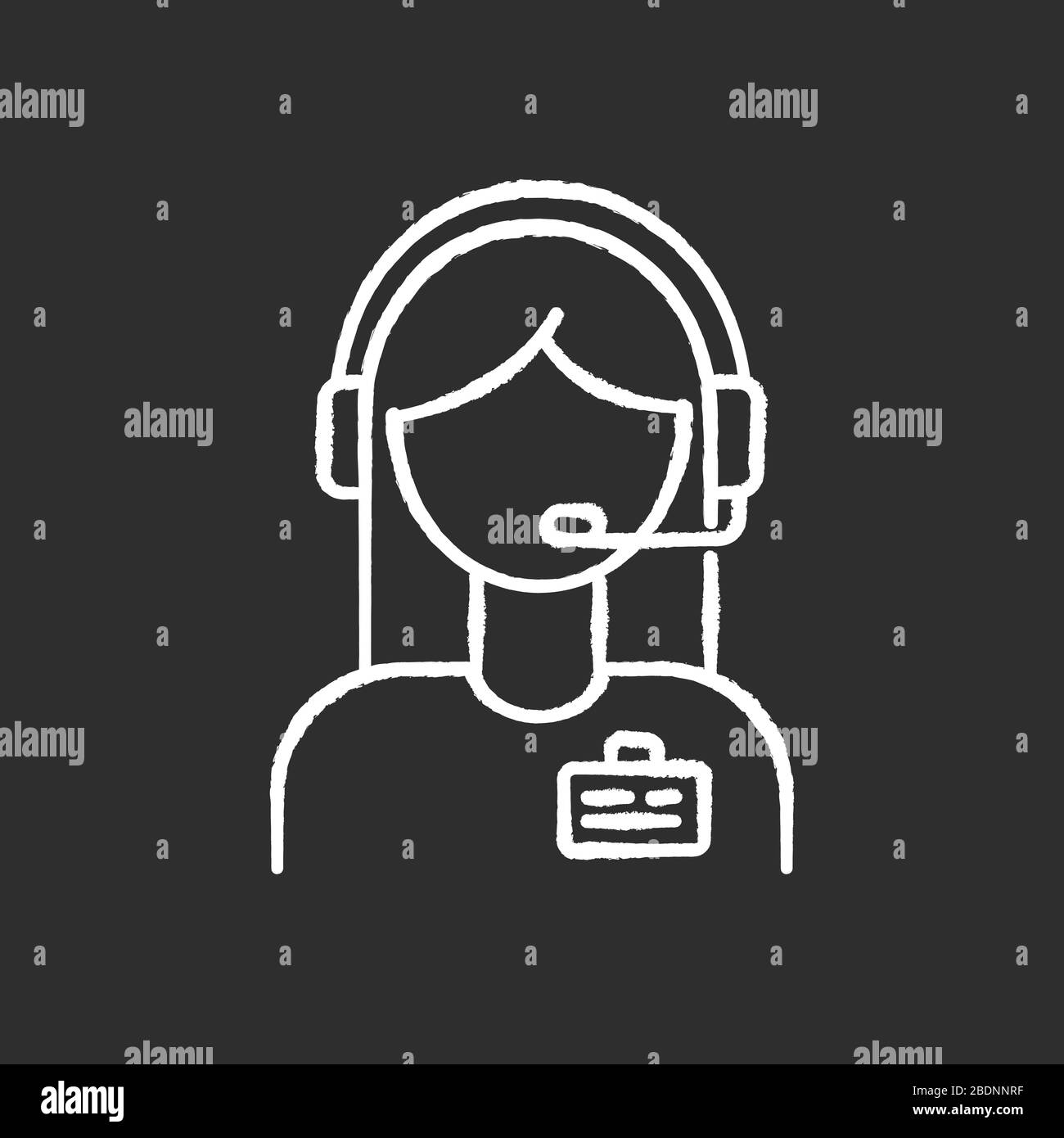 Admin support chalk white icon on black background. Virtual assistant ...
