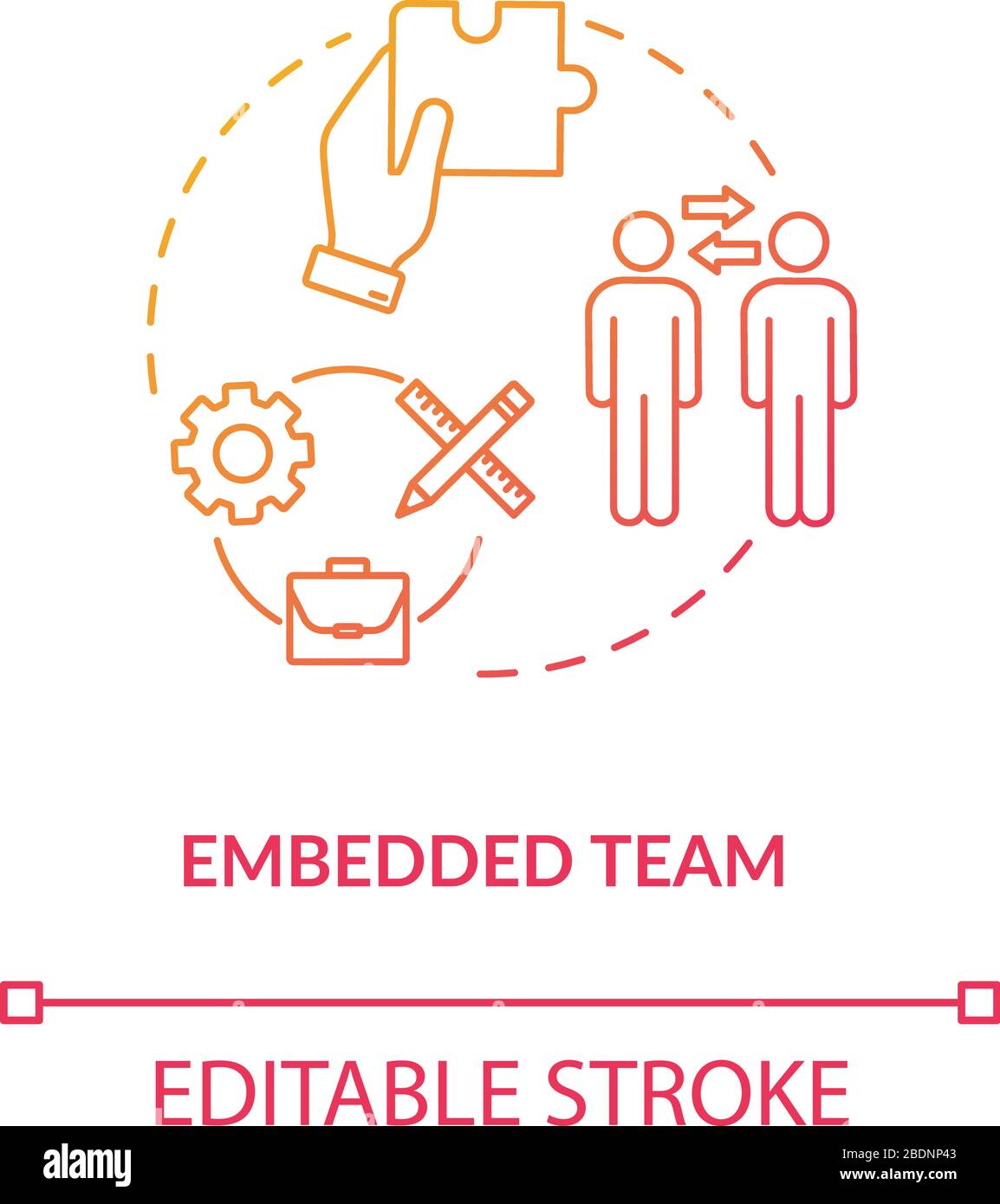 Embedded team, agency staff coworking type concept icon. Cross ...