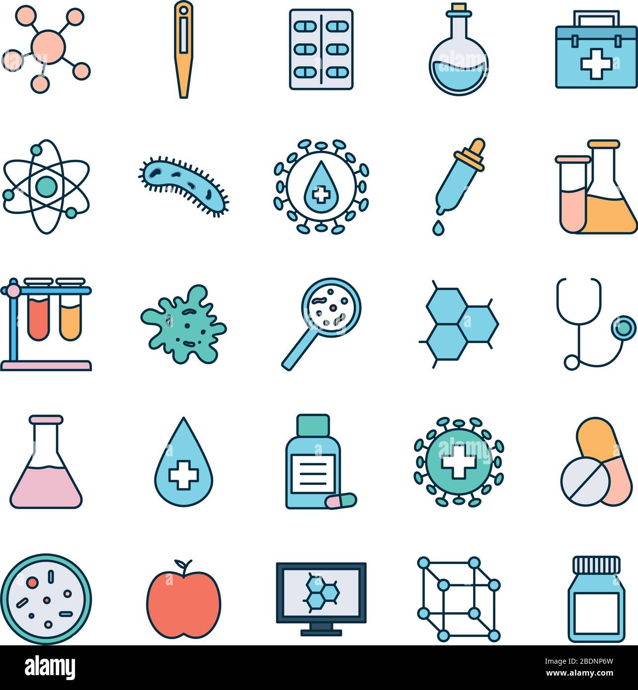 Science line and fill style icon set vector design Stock Vector Image ...