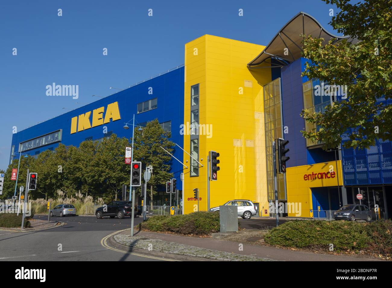 The exterior of the Ikea furniture store at West Quay retail park in Southampton, Hampshire, England, UK Stock Photo