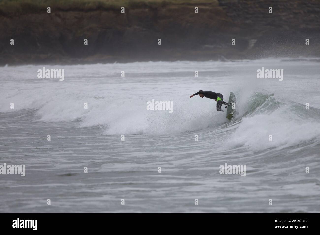 Surfing on the south coast of Ireland, Garretstown Cork Stock Photo