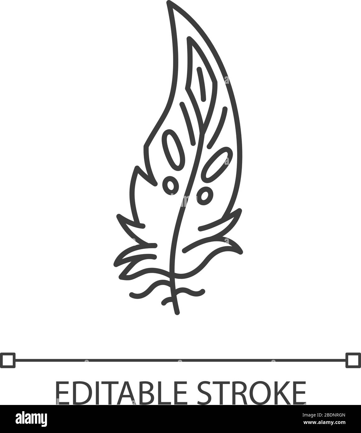 Boho feather pixel perfect linear icon. Native American Indian symbol