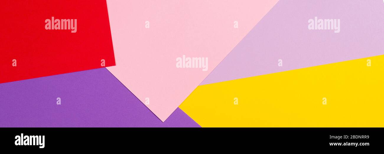 Color papers geometry flat composition banner background with violet ...