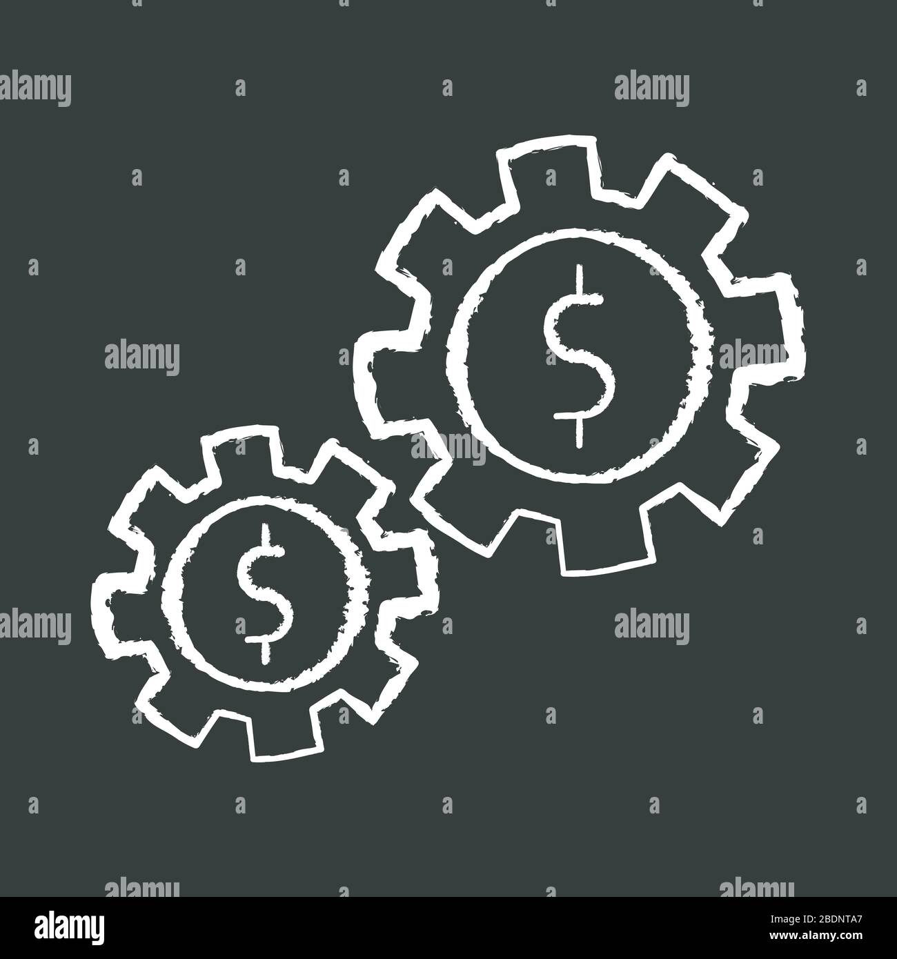 Assets chalk white icon on black background. Business mechanism, budget