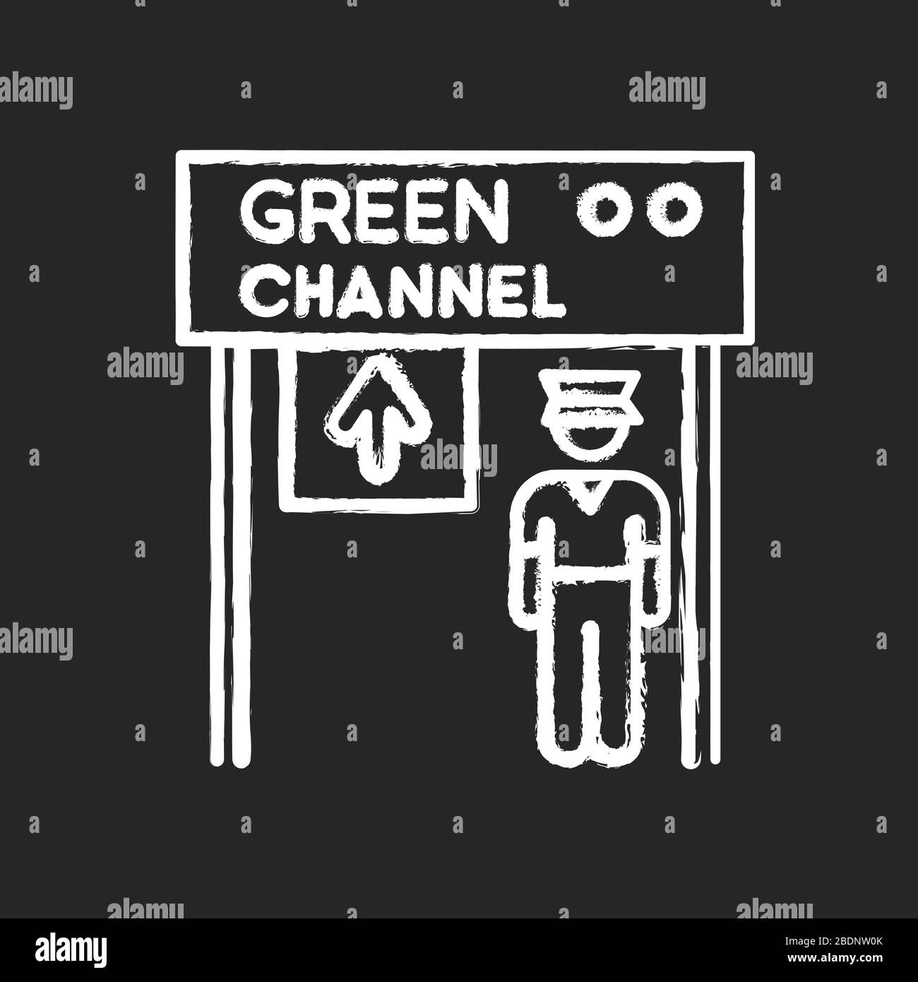 Green channel chalk white icon on black background. Airport terminal