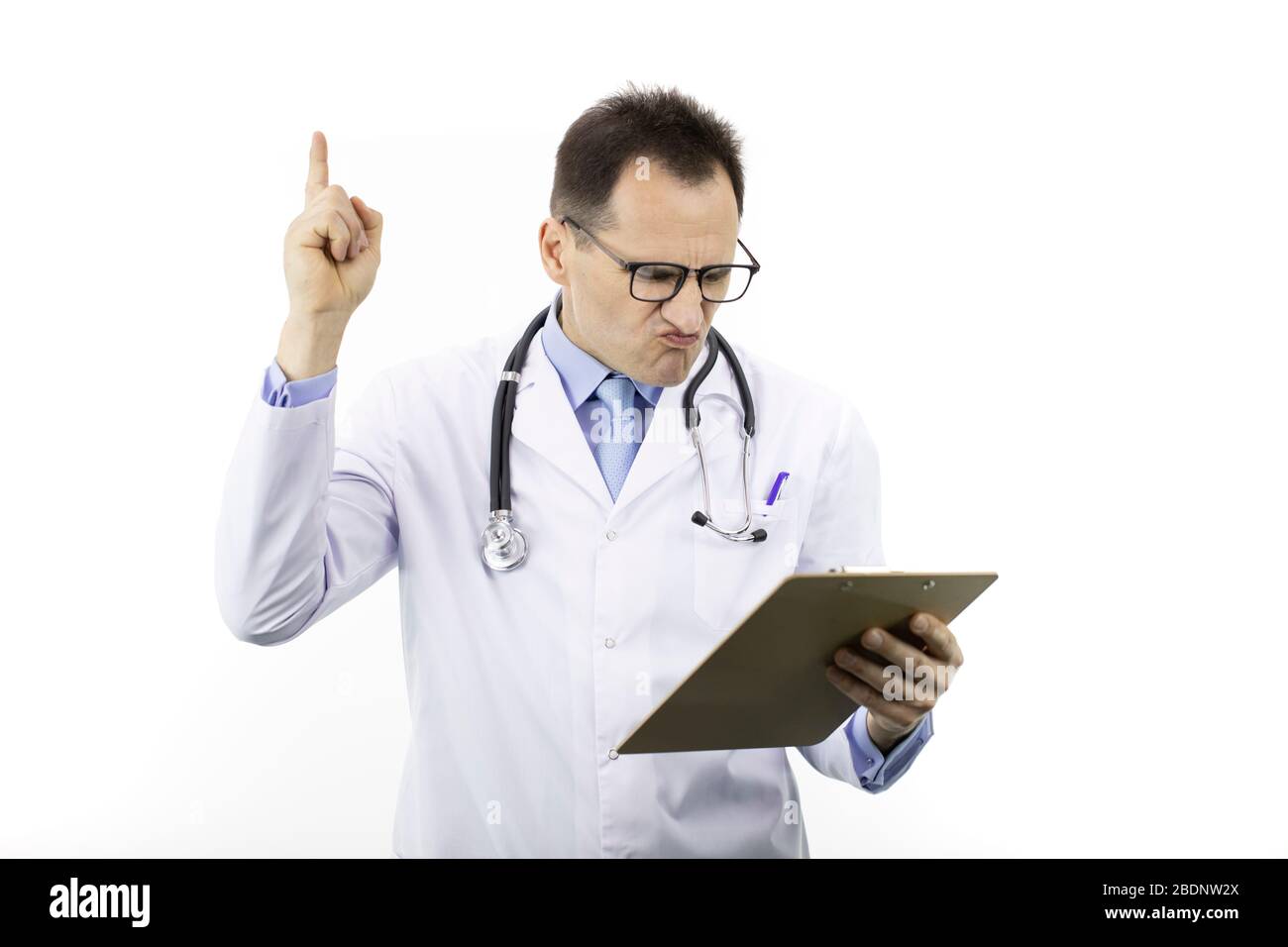 Man doctor stethoscope holds clipboard hi-res stock photography and ...