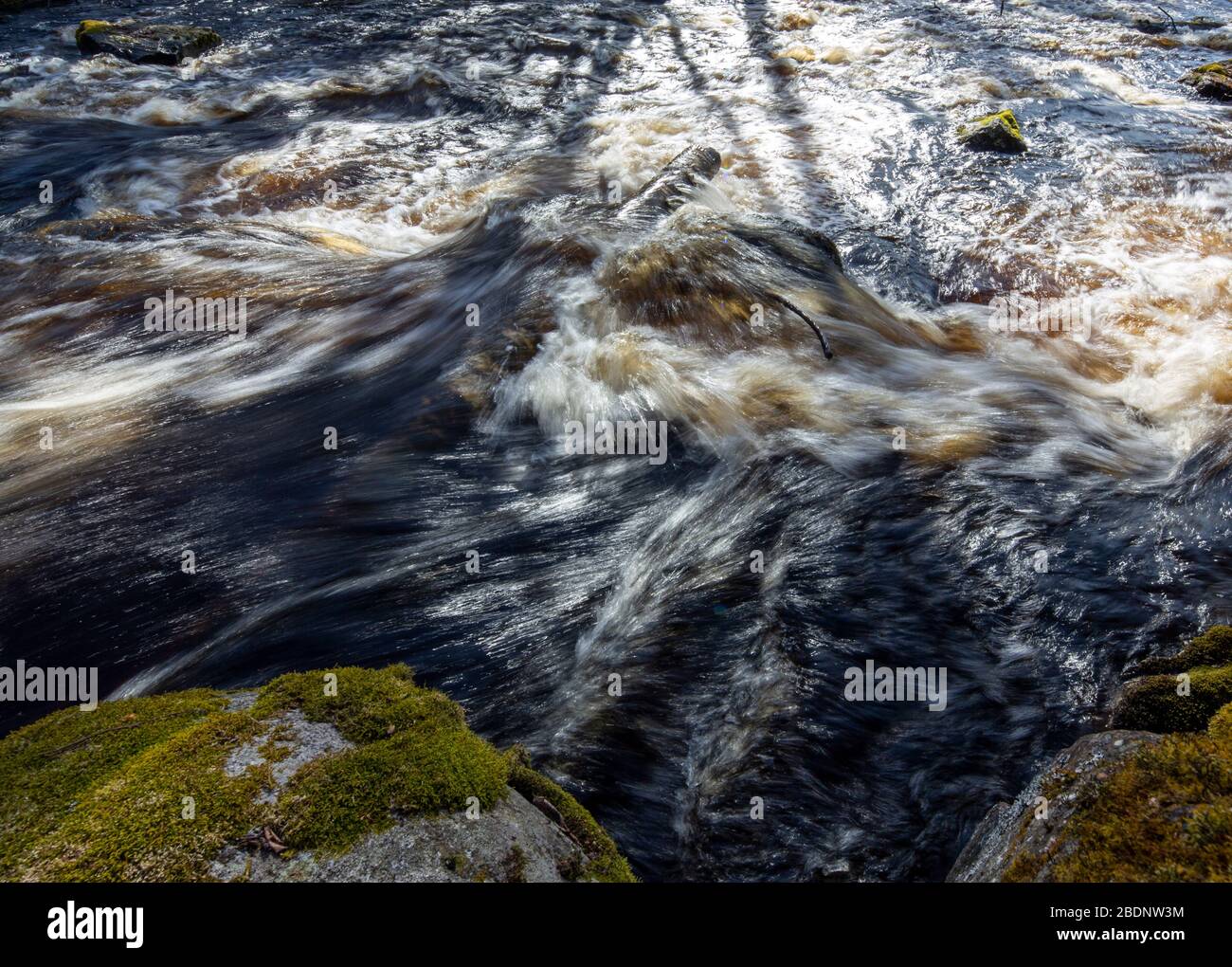 Fast flowing water , Finland Stock Photo
