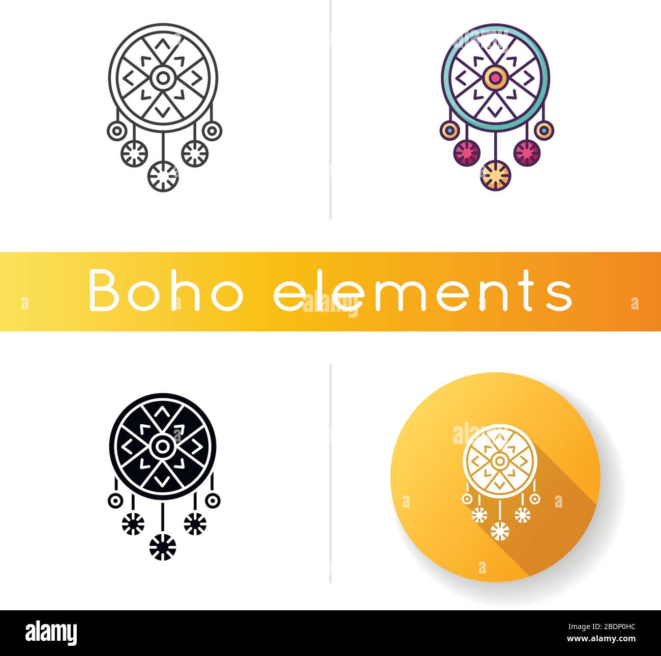 Boho Style Dreamcatcher Icon Native American Indian Mystic Symbol