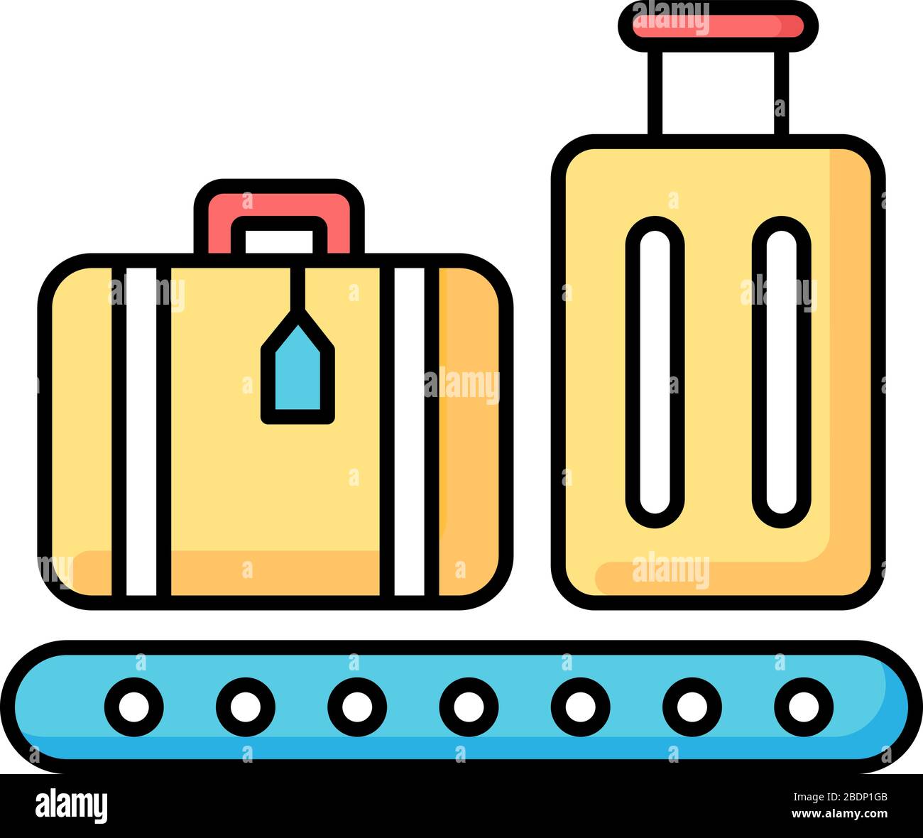 Baggage On Conveyor Belt Rgb Color Icon Luggage With Tags On Carousel Airport Terminal Checkpoint For Bags Lost Suitcases From Airplane Flight Stock Vector Image Art Alamy