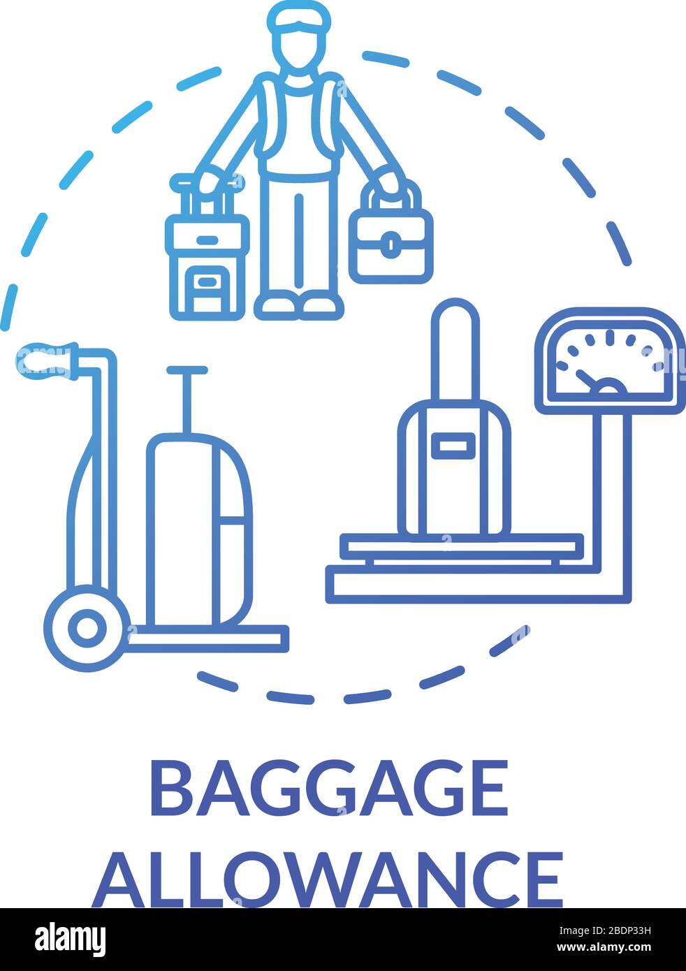 Baggage allowance concept icon. Carry on and hand luggage control idea thin line illustration ...