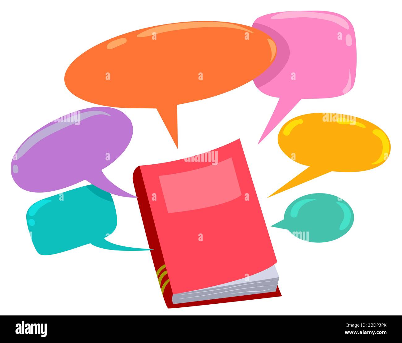 Illustration of a Book with Several Blank Speech Bubbles Stock Photo ...