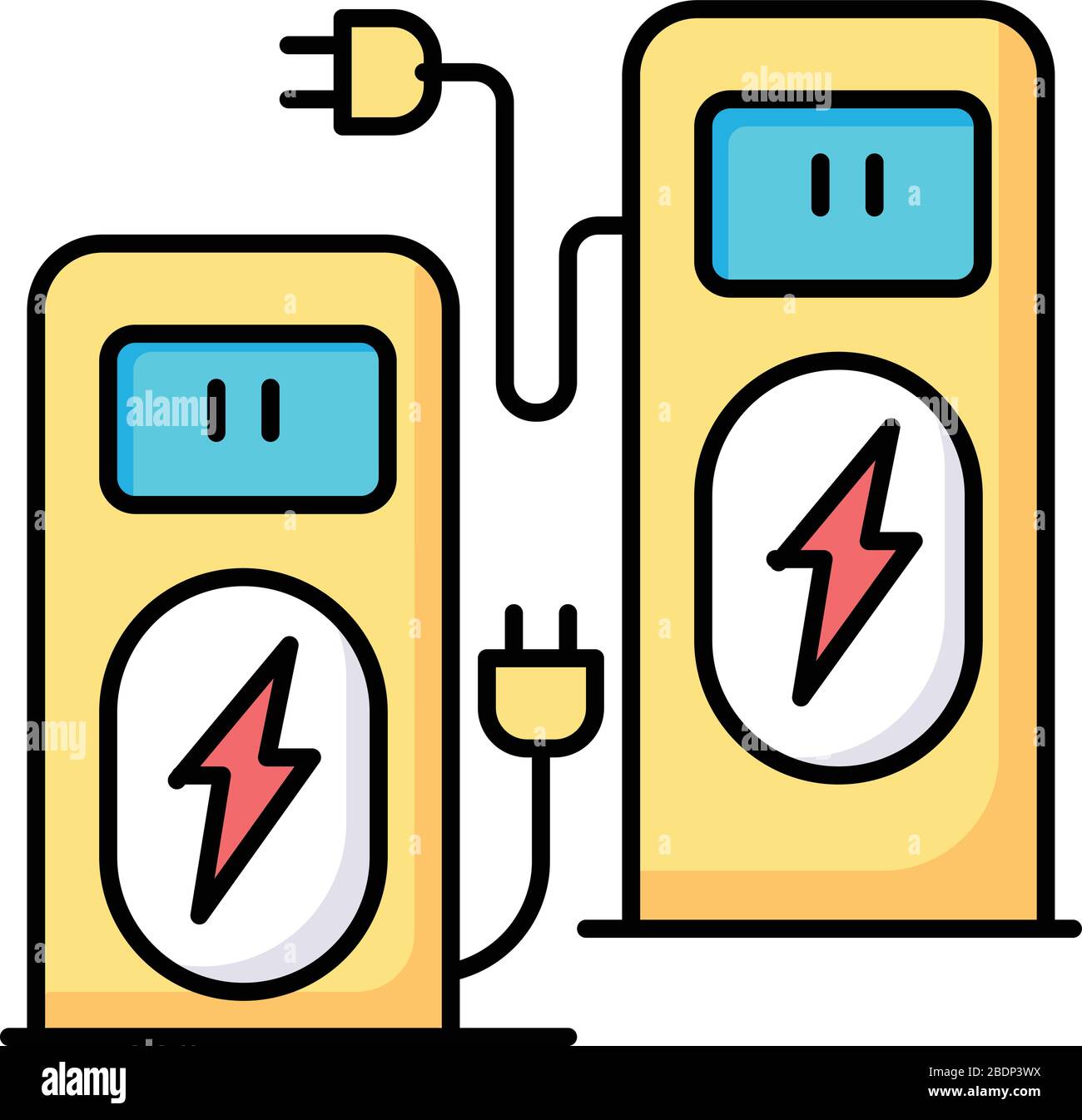 Power recharge terminal RGB color icon. Self service kiosk to charge ...