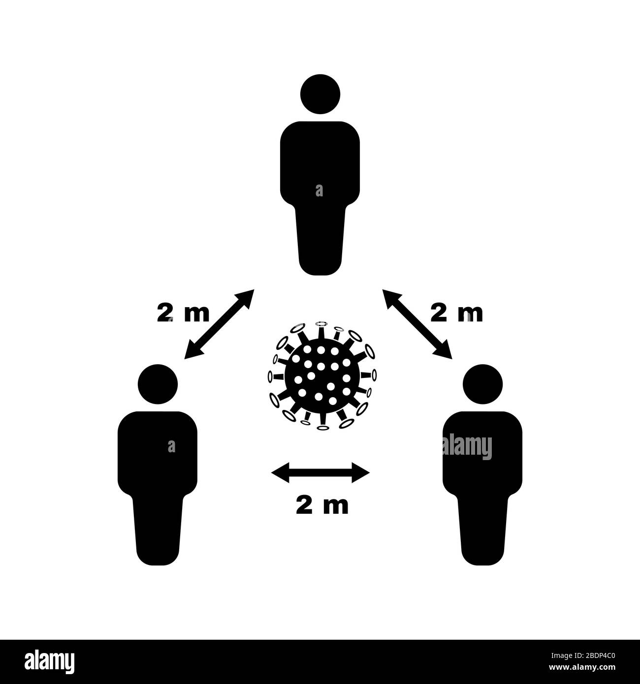 Social distancing icon. Quarantine and epidemic, bacterium, microbiology, pandemic symbol. Flat design. Stock - Vector illustration Stock Vector