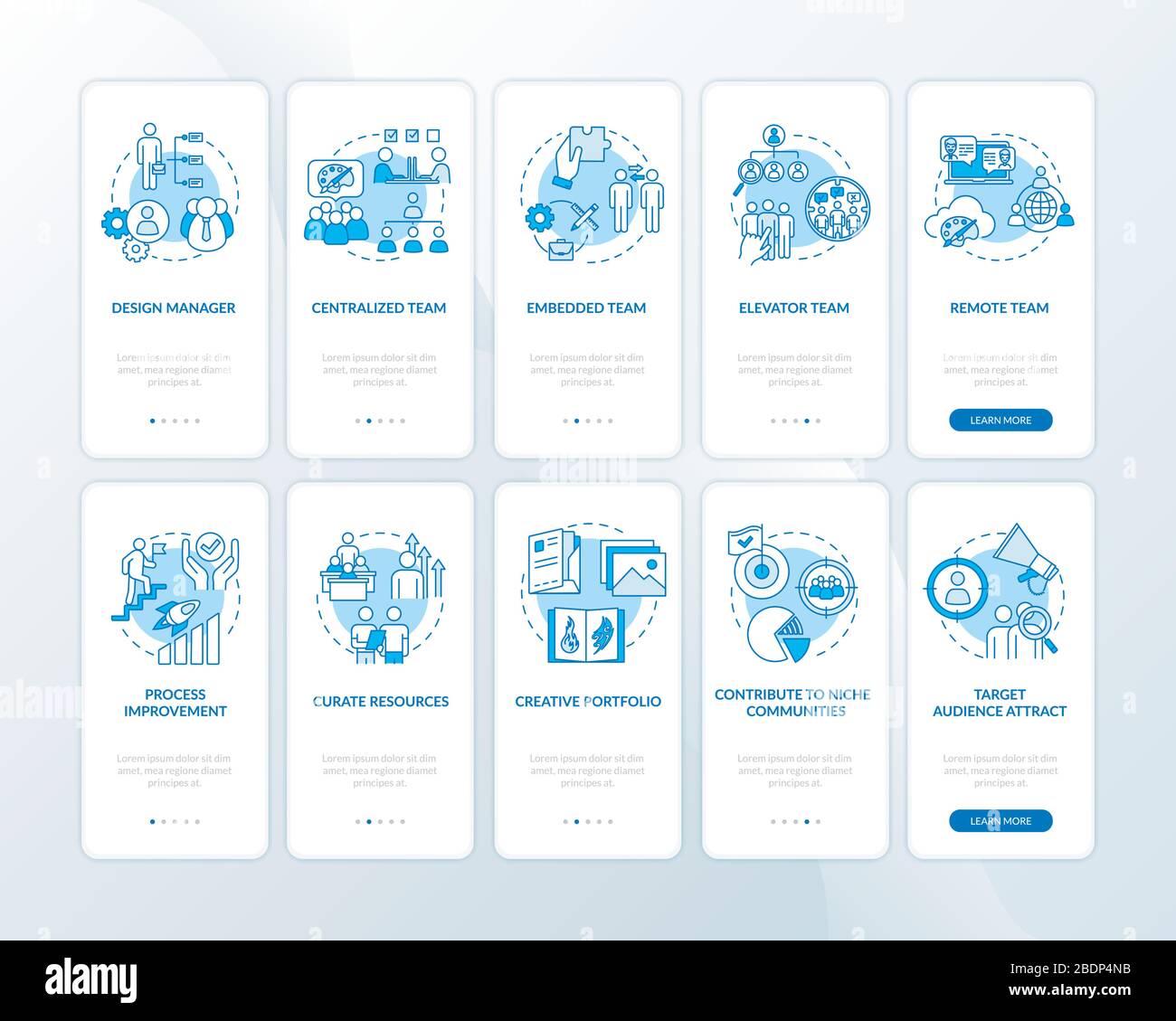 Design studio onboarding mobile app page screen with concepts set ...