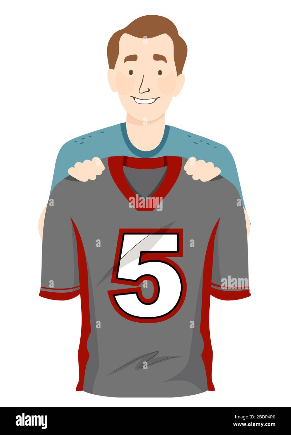 Illustration of a Man Holding His Football Jersey Stock Photo - Alamy