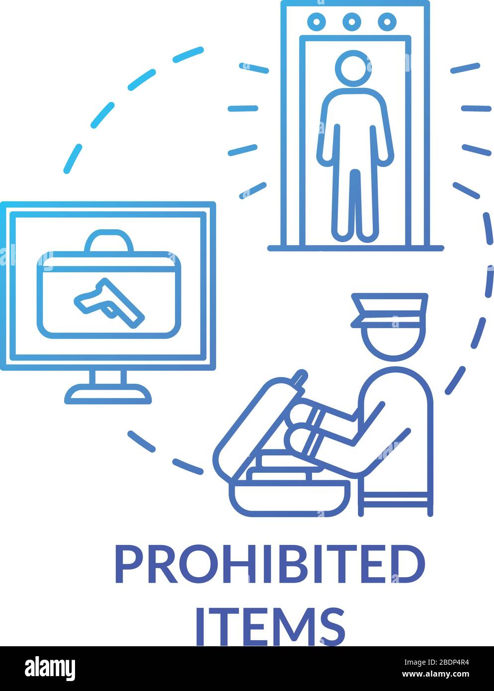 Prohibited items concept icon. Airport luggage and passengers security