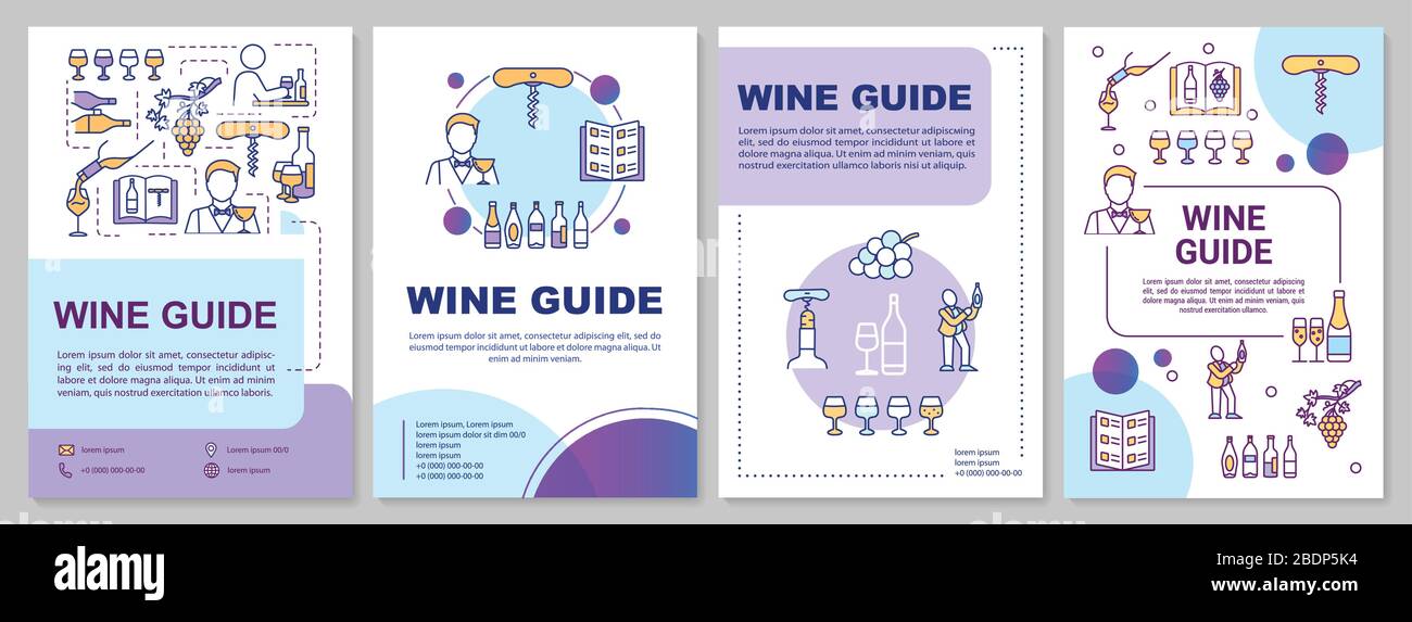 Wine guide brochure template. Beverage restaurant list. Flyer, booklet ...