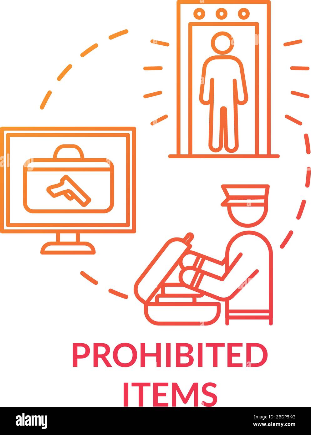 Prohibited items concept icon. Airport baggage and passengers security