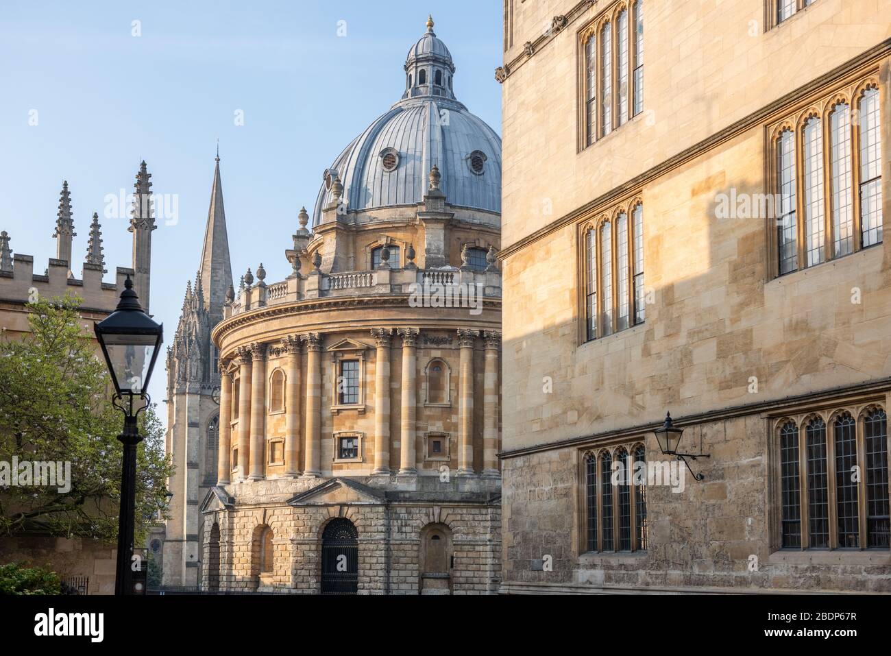 The Bodleian Library with Radcliffe Camera and St. Marys Church Stock Photo