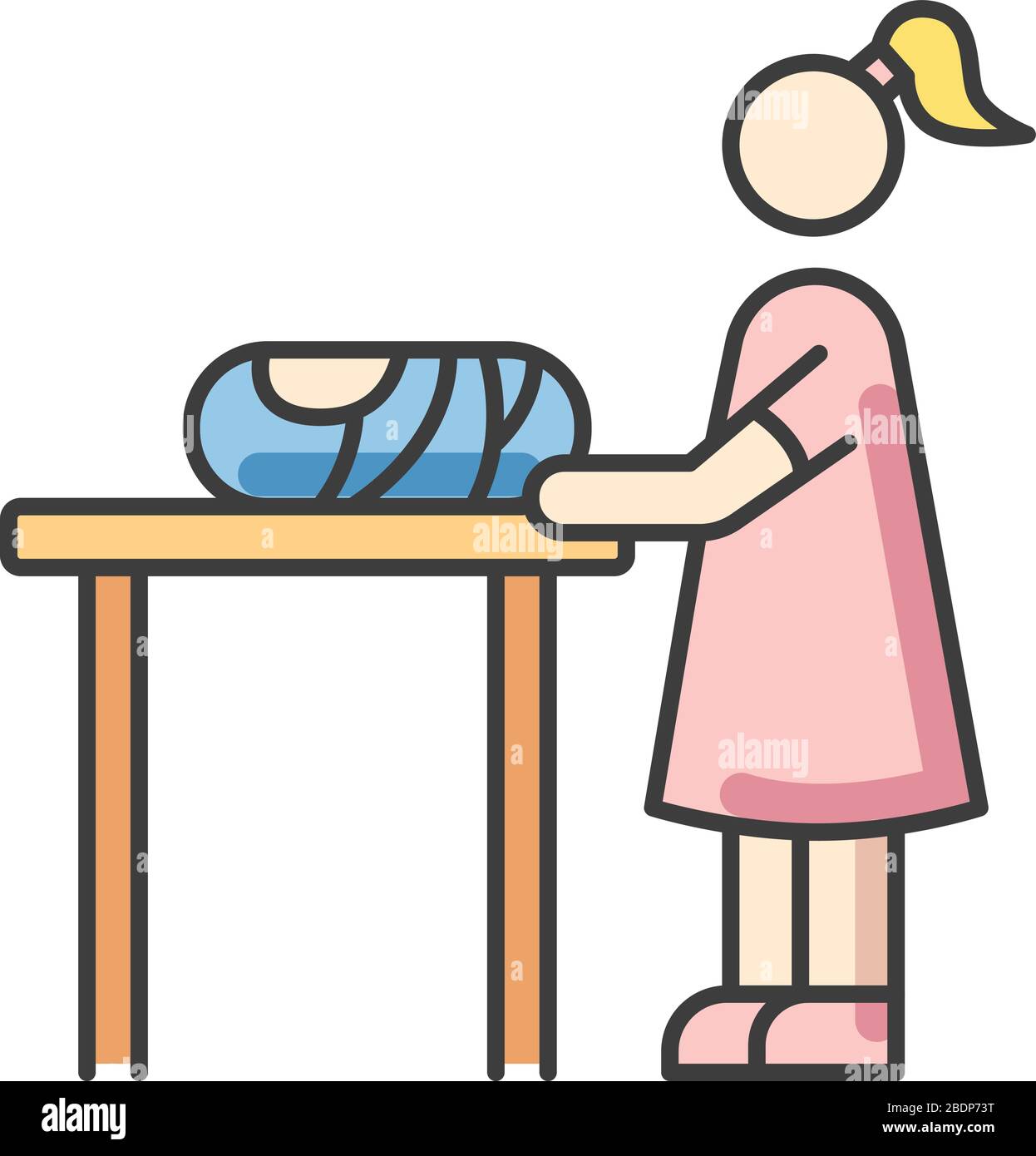 Changing table RGB color icon. Restroom for mom and child. Mother