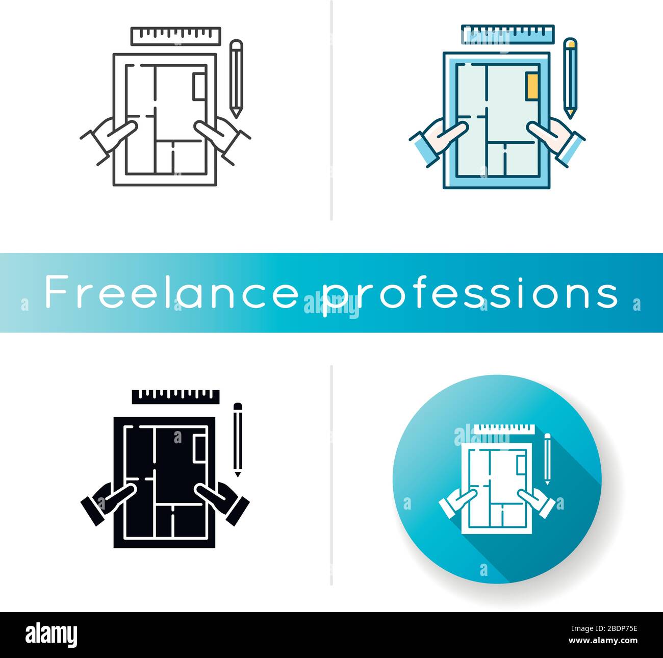 Interior designer icon. Freelance architect, decorator. Engineering