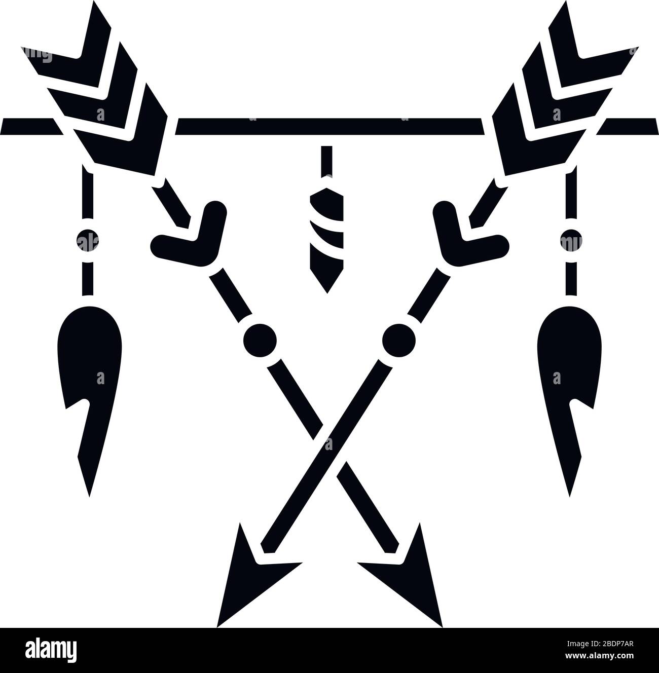 Arrows And Teeth Amulet In Boho Style Black Glyph Icon Native American 