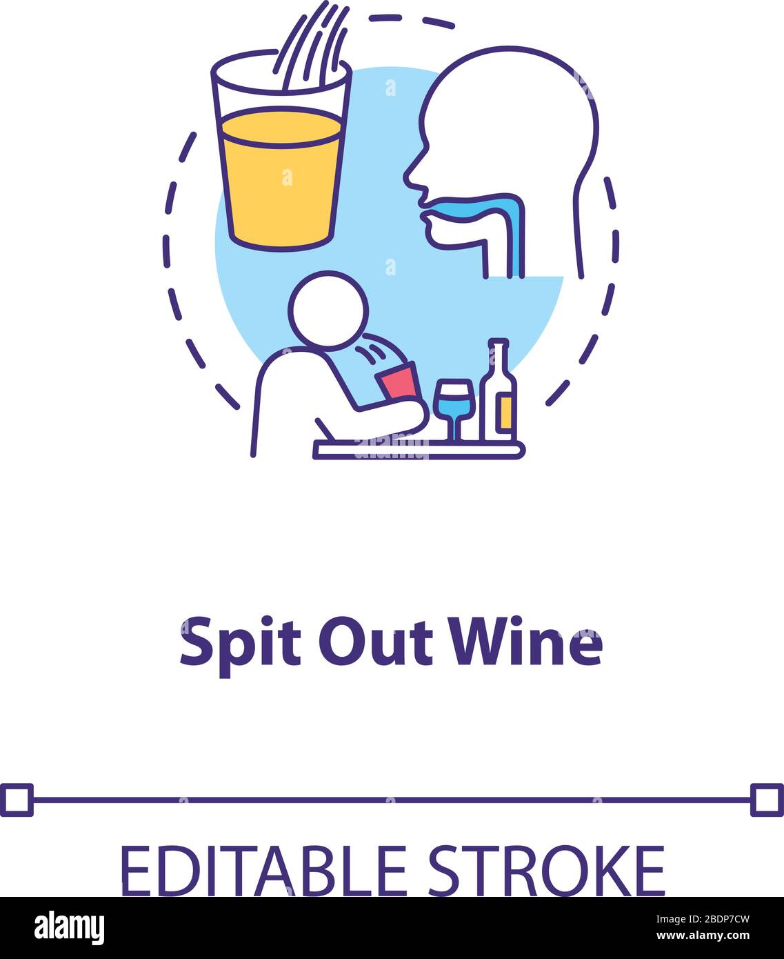 Spit out wine concept icon. Professional sommelier advice,