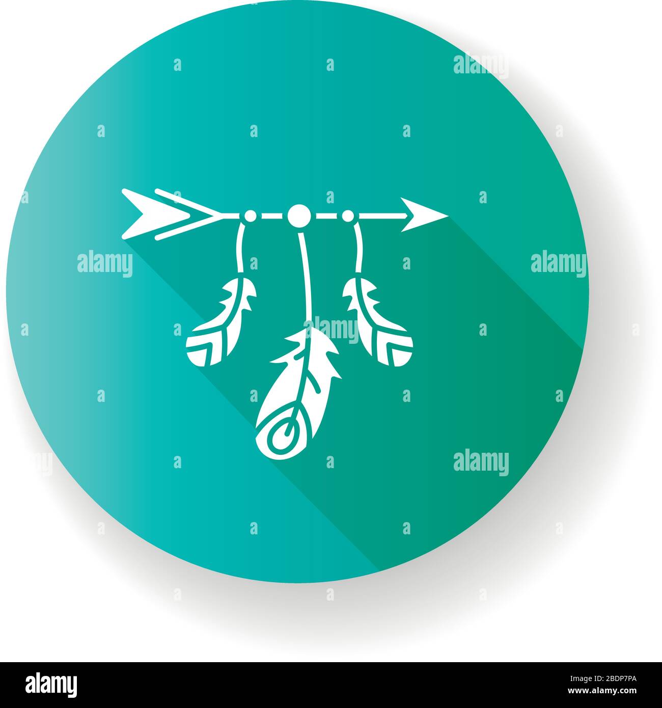 Arrow and feathers in boho style flat design long shadow glyph icon ...