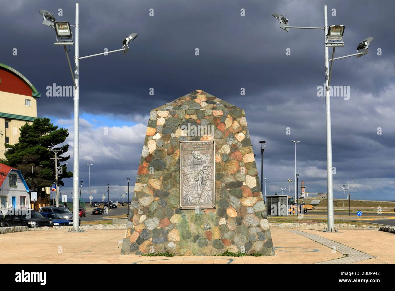 The Map of Chilean Antarctic territorial claim, Punta Arenas city, Patagonia, Chile, South America Stock Photo