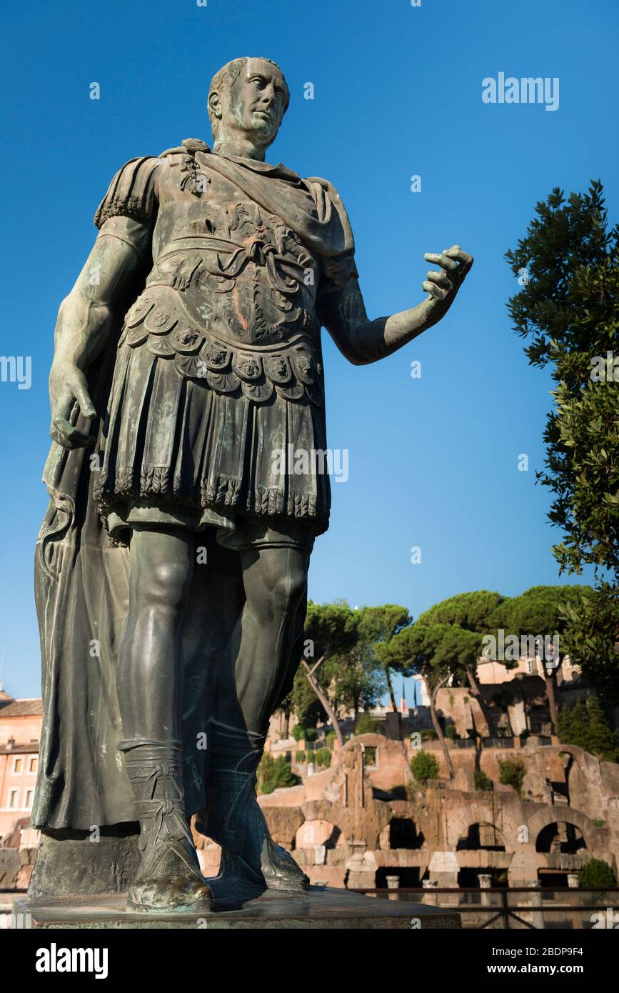 Statue of Julius Cesar, on Via dei Fori Imperiali, Rome, Italy Stock Photo