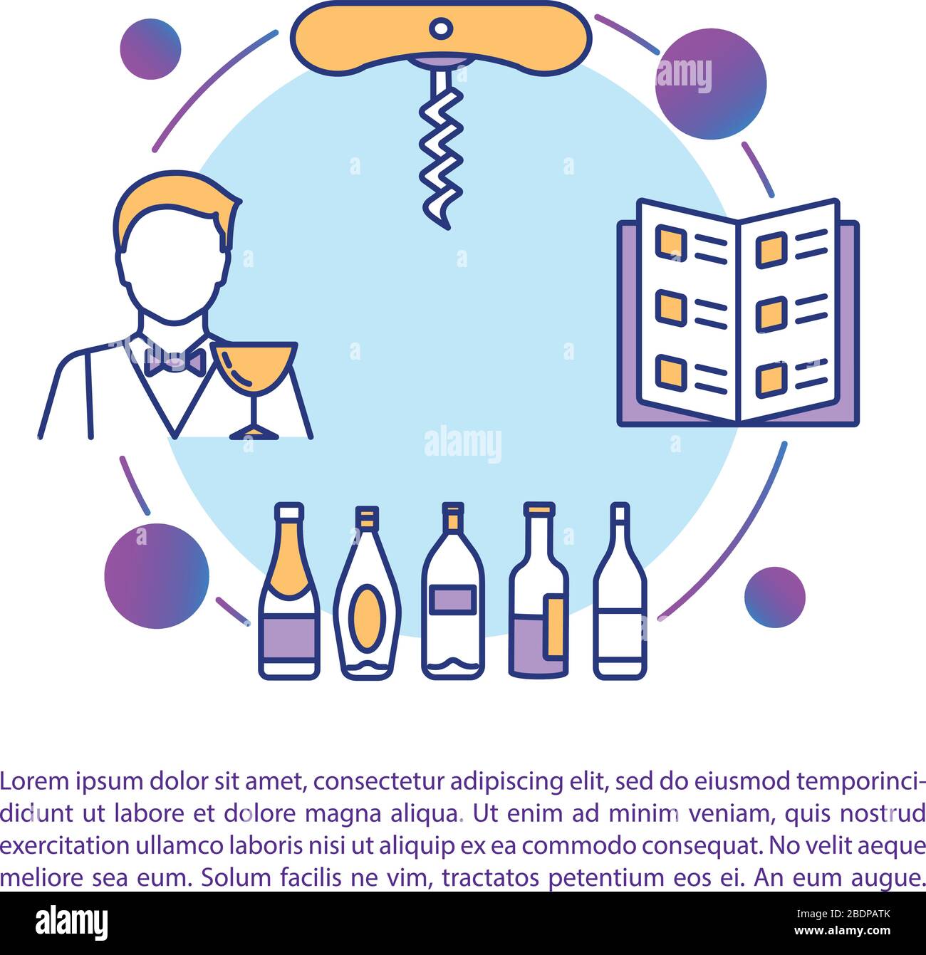 Wine tasting concept icon with text. Corkscrew for bottle of grape ...