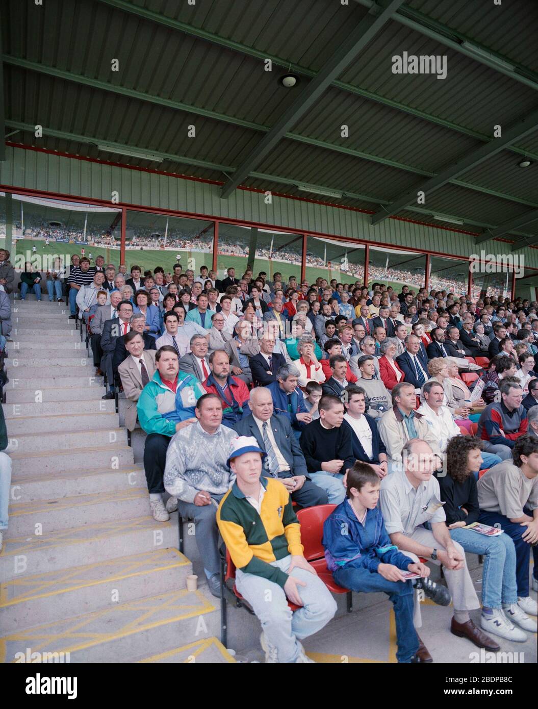 August 1990, friendly football match at Walsall FC, versus Aston Villa, to mark the opening of the new stadium, West Midlands, UK Stock Photo