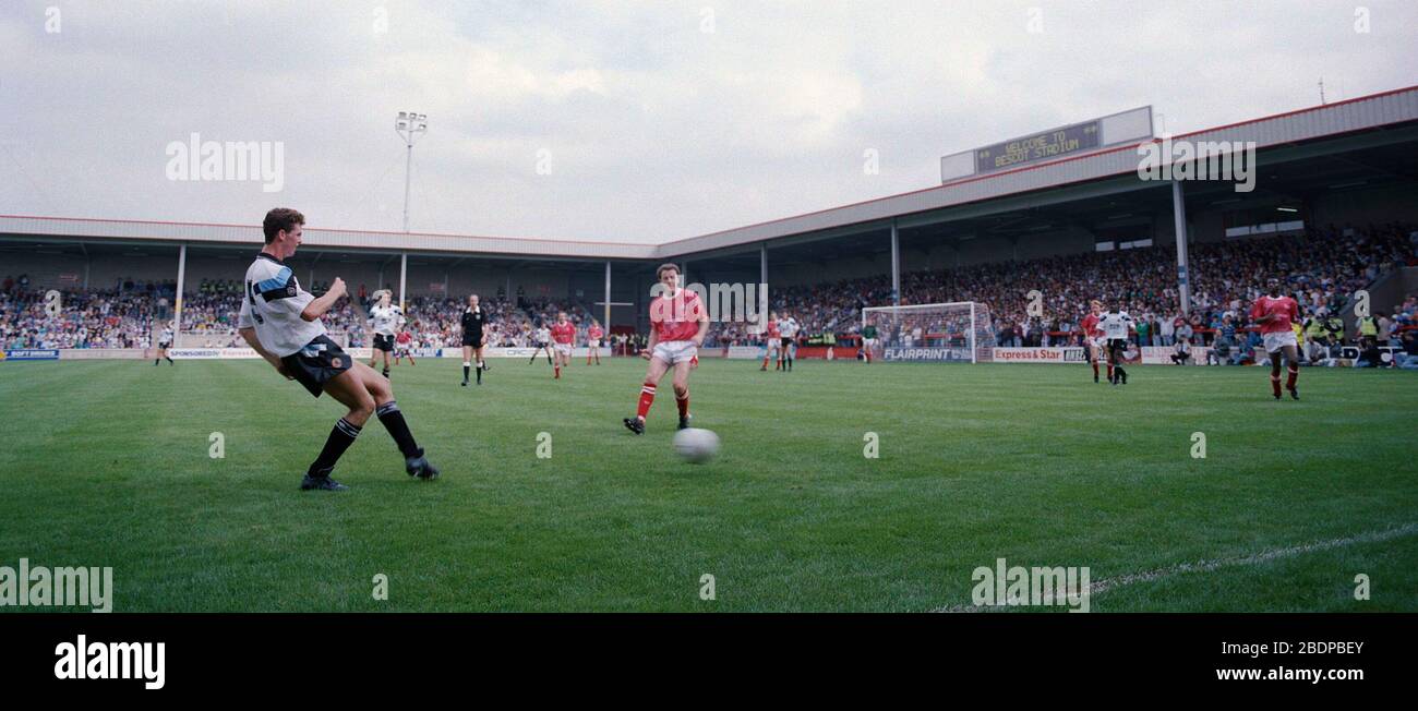 August 1990, friendly football match at Walsall FC, versus Aston Villa, to mark the opening of the new stadium, West Midlands, UK Stock Photo