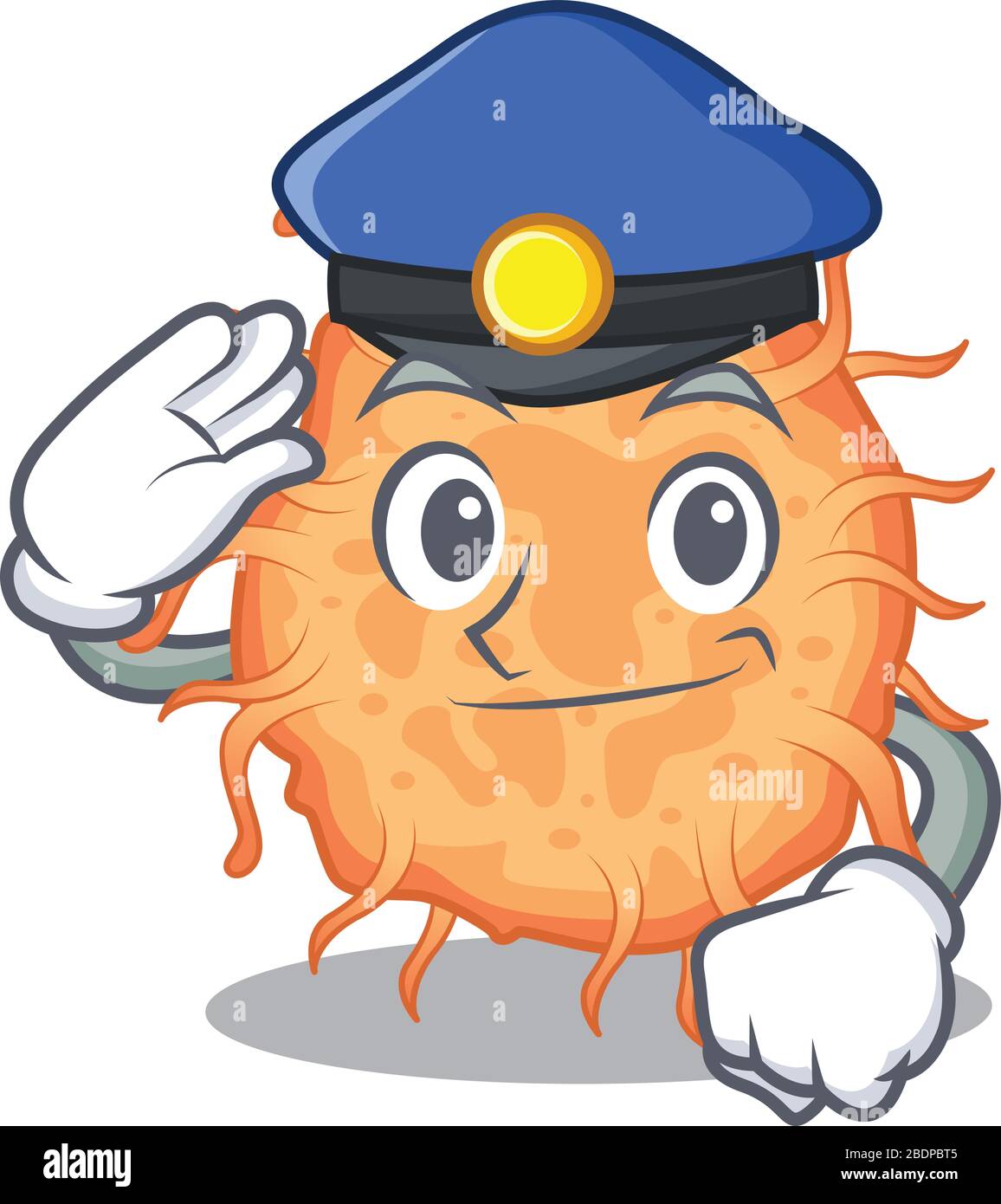Police officer mascot design of bacteria endospore wearing a hat Stock Vector