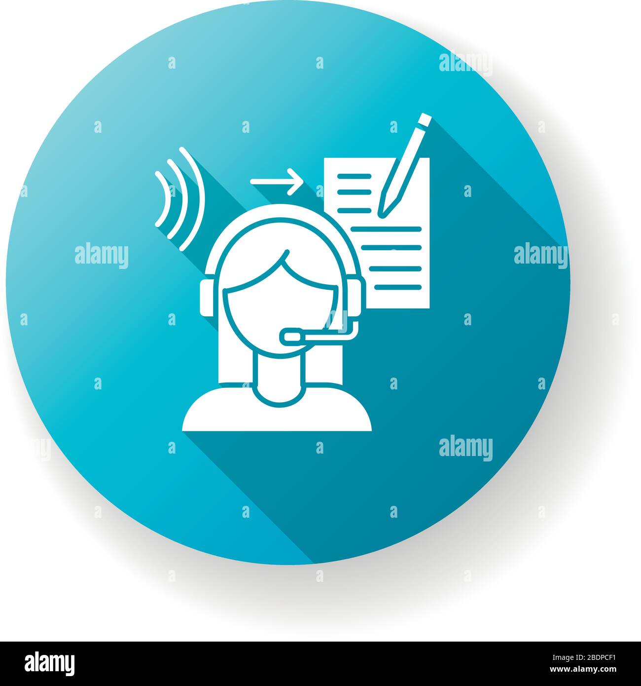 Transcription Blue Flat Design Long Shadow Glyph Icon Listening And