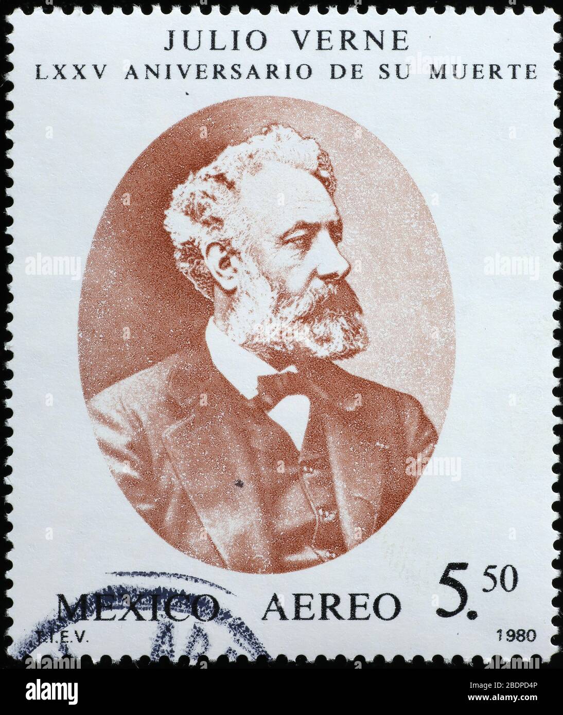 Jules Verne on postage stamp Stock Photo