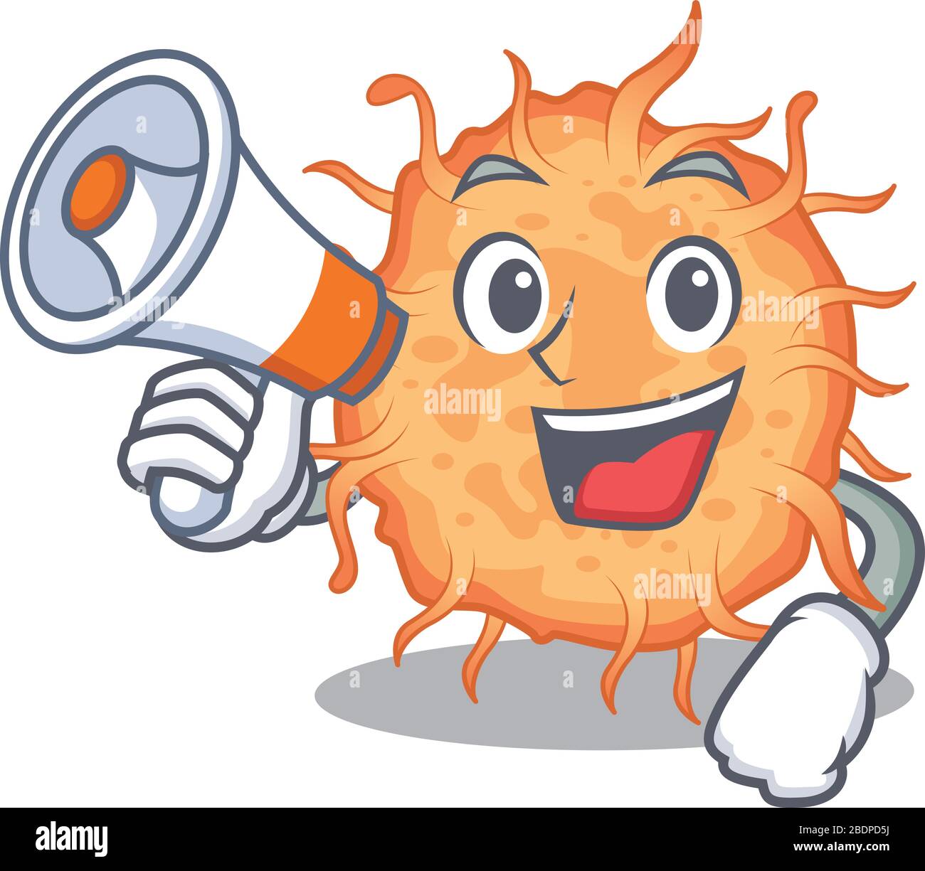 Cartoon character of bacteria endospore having a megaphone Stock Vector