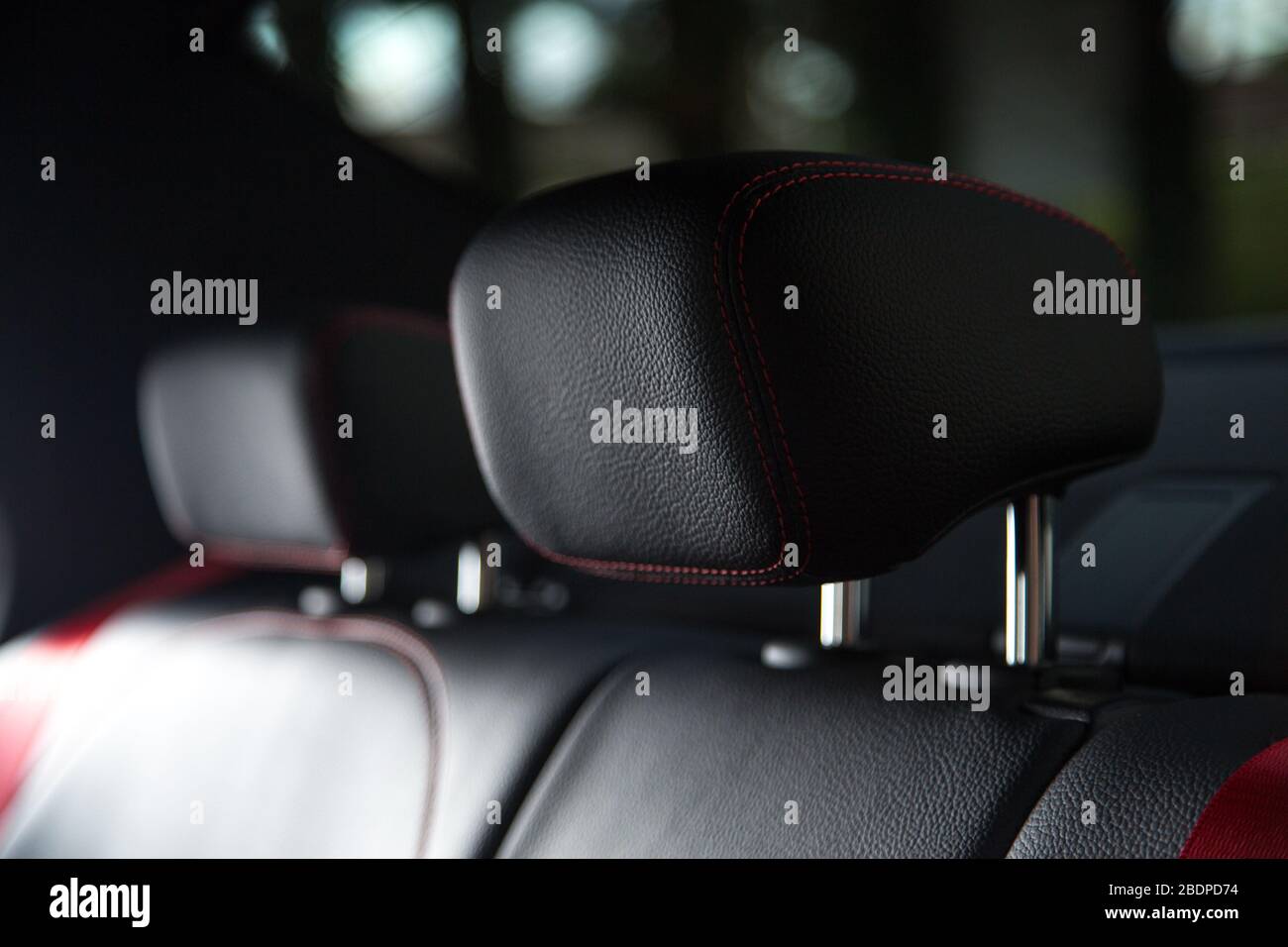 Passenger headrests of luxurious car Stock Photo Alamy