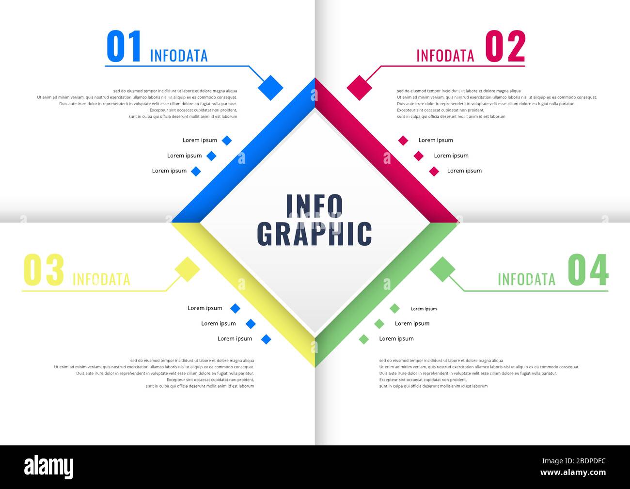 Infographic square frame four elements on white background with space for your text. Vector illustration Stock Vector