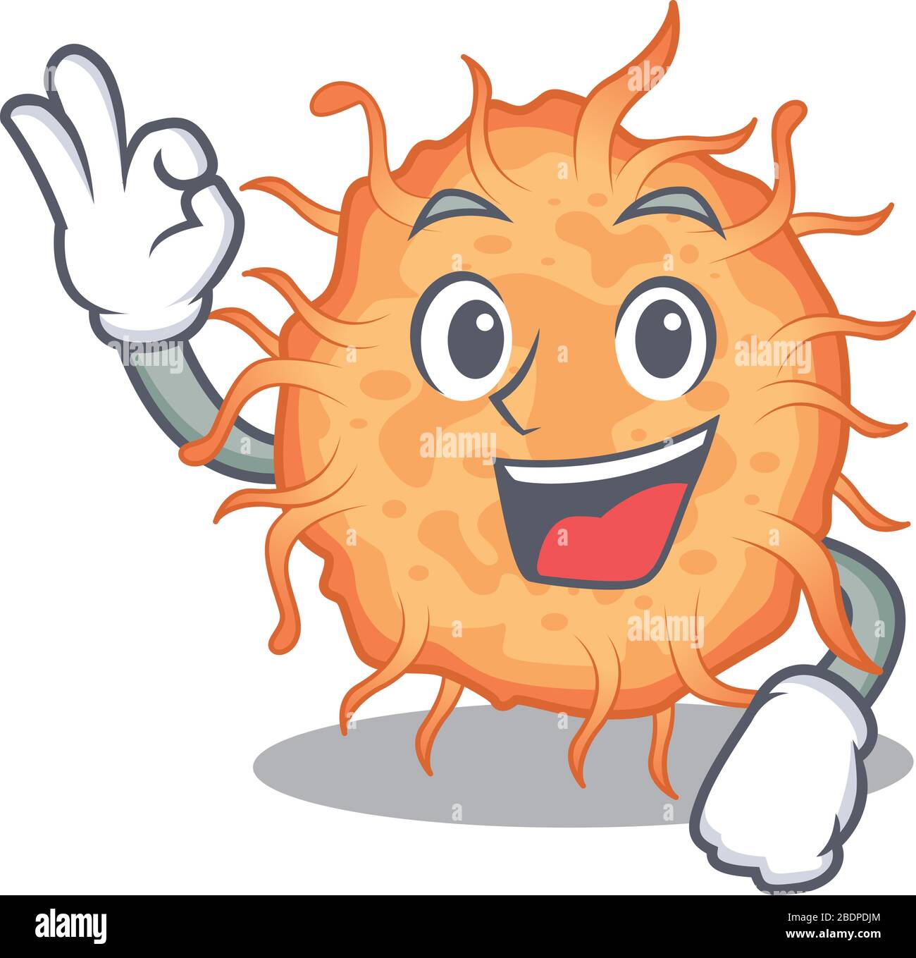 Bacteria endospore mascot design style with an Okay gesture finger Stock Vector